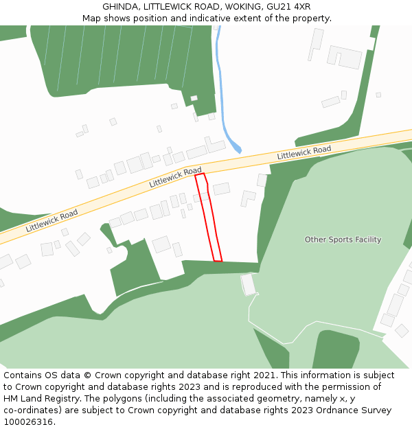 GHINDA, LITTLEWICK ROAD, WOKING, GU21 4XR: Location map and indicative extent of plot