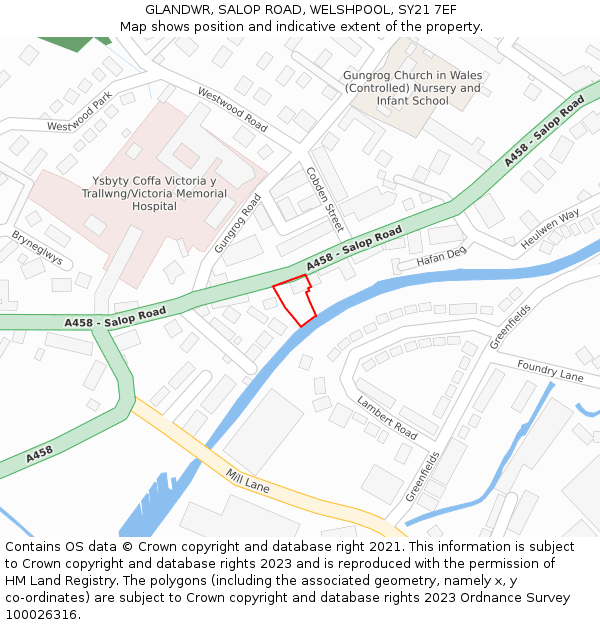 GLANDWR, SALOP ROAD, WELSHPOOL, SY21 7EF: Location map and indicative extent of plot