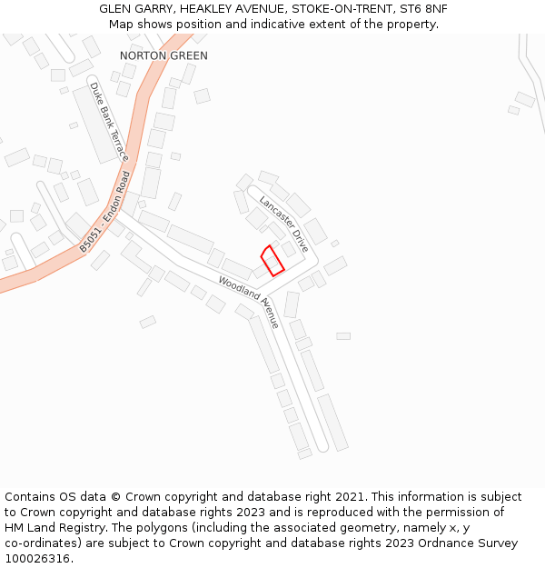GLEN GARRY, HEAKLEY AVENUE, STOKE-ON-TRENT, ST6 8NF: Location map and indicative extent of plot