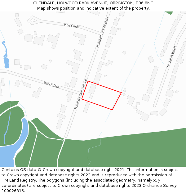 GLENDALE, HOLWOOD PARK AVENUE, ORPINGTON, BR6 8NG: Location map and indicative extent of plot