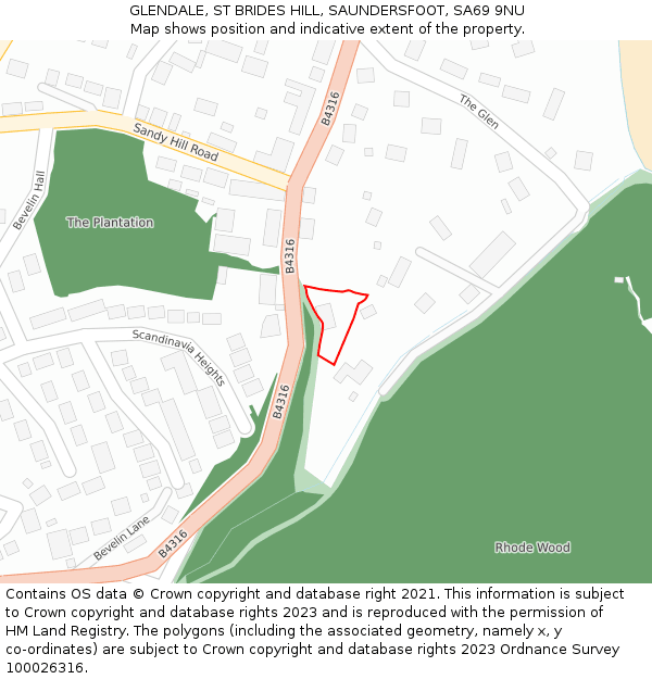 GLENDALE, ST BRIDES HILL, SAUNDERSFOOT, SA69 9NU: Location map and indicative extent of plot