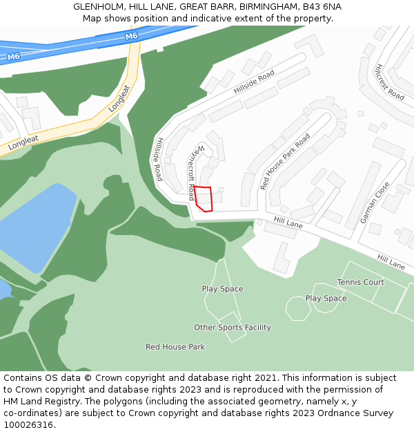 GLENHOLM, HILL LANE, GREAT BARR, BIRMINGHAM, B43 6NA: Location map and indicative extent of plot
