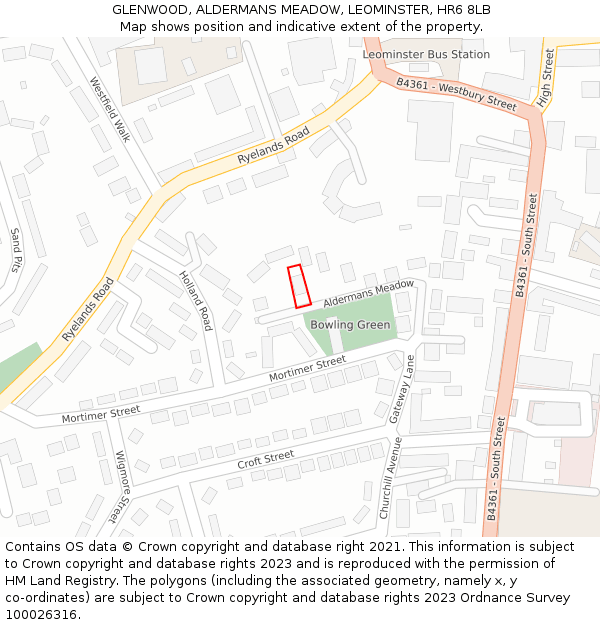 GLENWOOD, ALDERMANS MEADOW, LEOMINSTER, HR6 8LB: Location map and indicative extent of plot