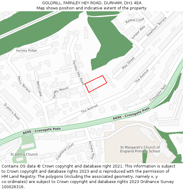 GOLDRILL, FARNLEY HEY ROAD, DURHAM, DH1 4EA: Location map and indicative extent of plot