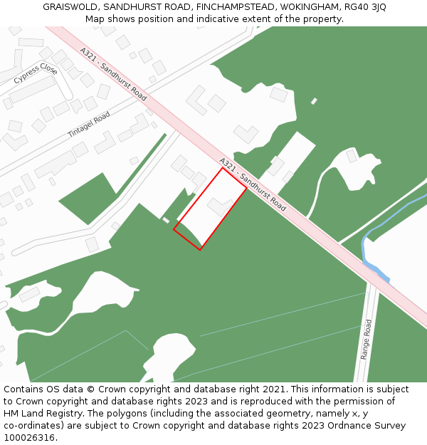 GRAISWOLD, SANDHURST ROAD, FINCHAMPSTEAD, WOKINGHAM, RG40 3JQ: Location map and indicative extent of plot