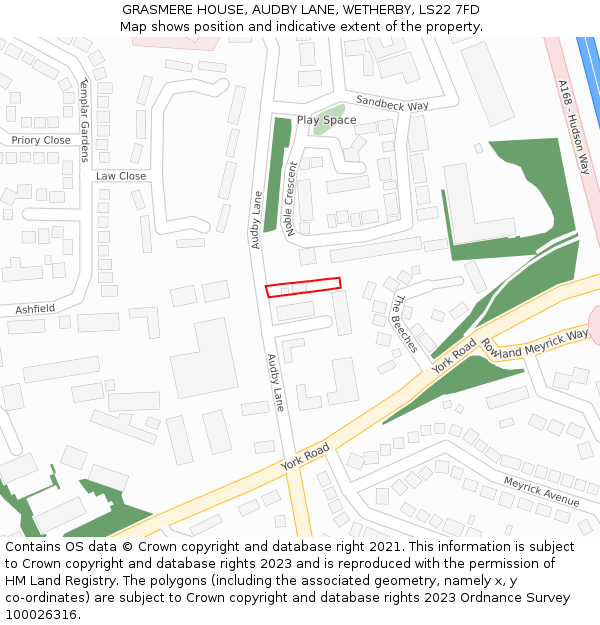 GRASMERE HOUSE, AUDBY LANE, WETHERBY, LS22 7FD: Location map and indicative extent of plot