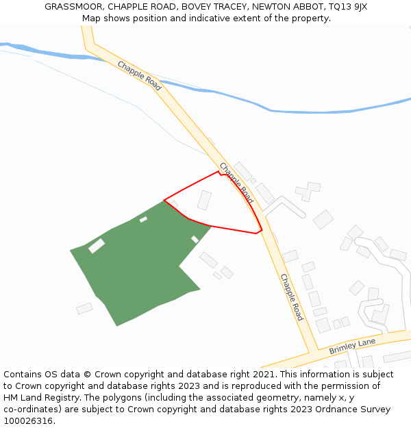 GRASSMOOR, CHAPPLE ROAD, BOVEY TRACEY, NEWTON ABBOT, TQ13 9JX: Location map and indicative extent of plot