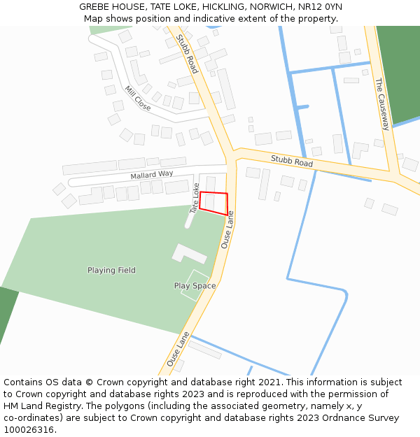 GREBE HOUSE, TATE LOKE, HICKLING, NORWICH, NR12 0YN: Location map and indicative extent of plot