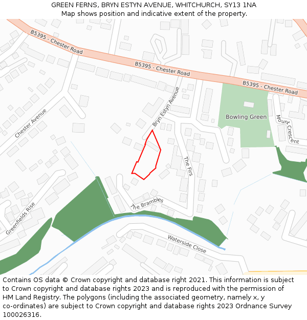 GREEN FERNS, BRYN ESTYN AVENUE, WHITCHURCH, SY13 1NA: Location map and indicative extent of plot