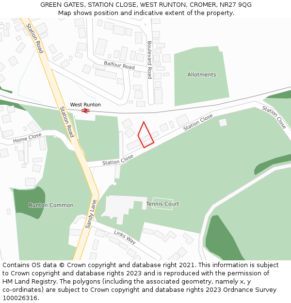 GREEN GATES, STATION CLOSE, WEST RUNTON, CROMER, NR27 9QG: Location map and indicative extent of plot