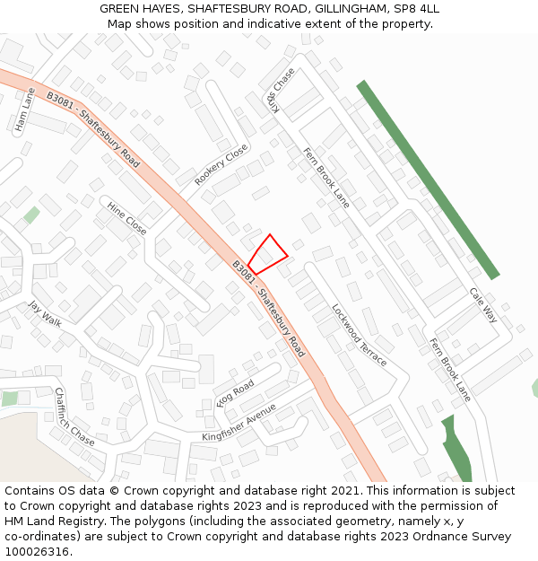 GREEN HAYES, SHAFTESBURY ROAD, GILLINGHAM, SP8 4LL: Location map and indicative extent of plot