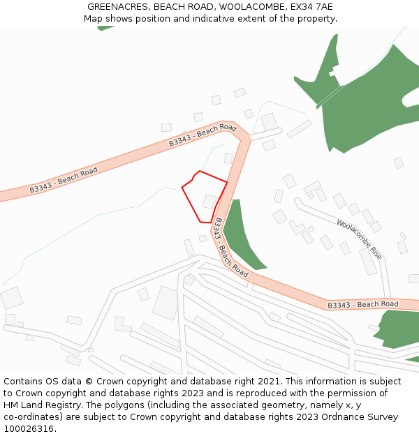 GREENACRES, BEACH ROAD, WOOLACOMBE, EX34 7AE: Location map and indicative extent of plot