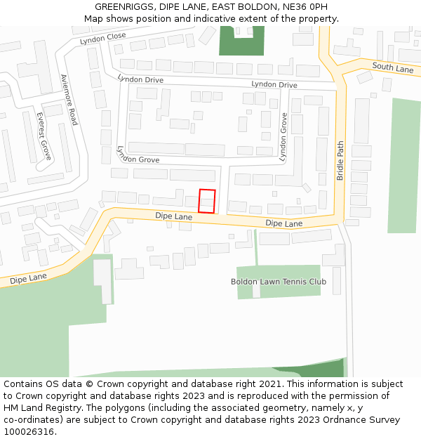 GREENRIGGS, DIPE LANE, EAST BOLDON, NE36 0PH: Location map and indicative extent of plot