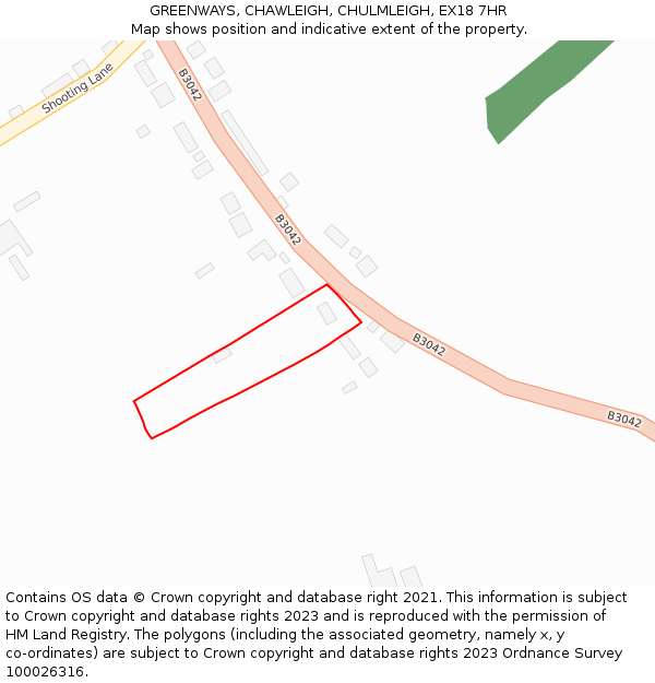 GREENWAYS, CHAWLEIGH, CHULMLEIGH, EX18 7HR: Location map and indicative extent of plot