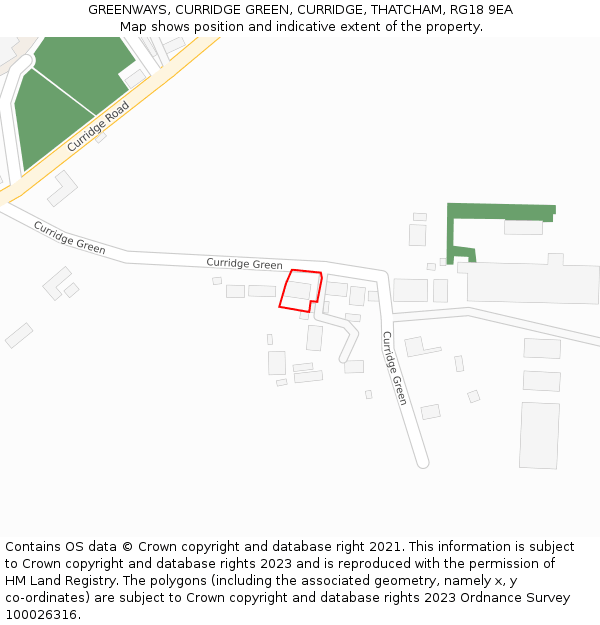 GREENWAYS, CURRIDGE GREEN, CURRIDGE, THATCHAM, RG18 9EA: Location map and indicative extent of plot