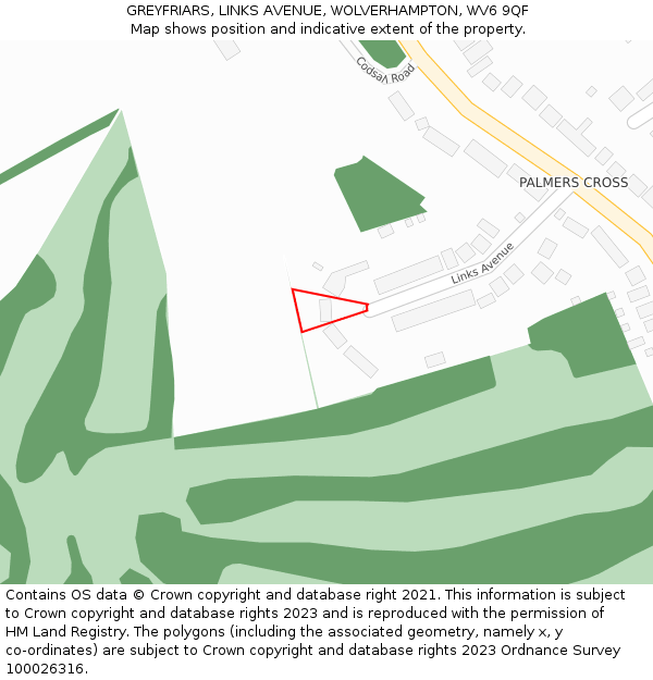 GREYFRIARS, LINKS AVENUE, WOLVERHAMPTON, WV6 9QF: Location map and indicative extent of plot