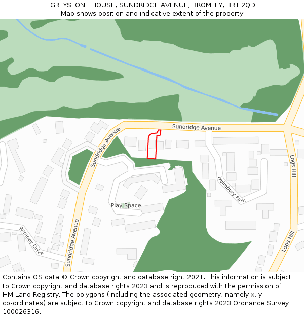 GREYSTONE HOUSE, SUNDRIDGE AVENUE, BROMLEY, BR1 2QD: Location map and indicative extent of plot