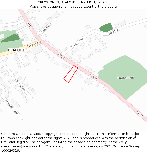 GREYSTONES, BEAFORD, WINKLEIGH, EX19 8LJ: Location map and indicative extent of plot