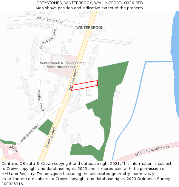 GREYSTONES, WINTERBROOK, WALLINGFORD, OX10 9ED: Location map and indicative extent of plot