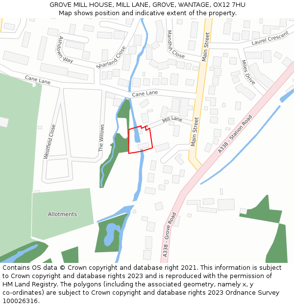 GROVE MILL HOUSE, MILL LANE, GROVE, WANTAGE, OX12 7HU: Location map and indicative extent of plot