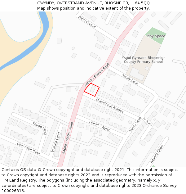 GWYNDY, OVERSTRAND AVENUE, RHOSNEIGR, LL64 5QQ: Location map and indicative extent of plot