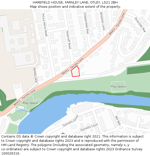 HAREFIELD HOUSE, FARNLEY LANE, OTLEY, LS21 2BH: Location map and indicative extent of plot