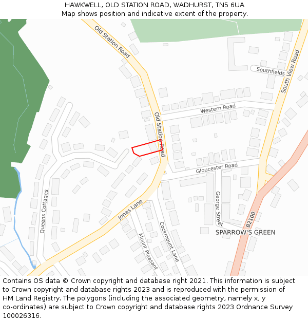 HAWKWELL, OLD STATION ROAD, WADHURST, TN5 6UA: Location map and indicative extent of plot