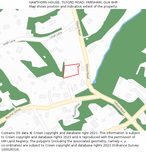 HAWTHORN HOUSE, TILFORD ROAD, FARNHAM, GU9 8HR: Location map and indicative extent of plot