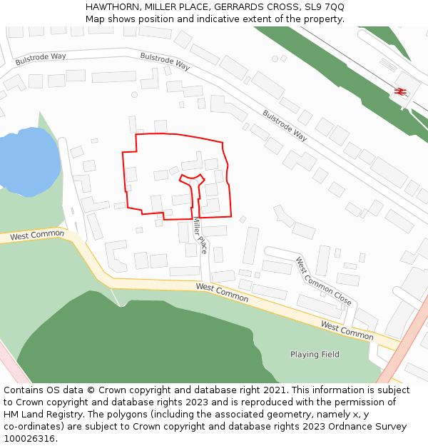 HAWTHORN, MILLER PLACE, GERRARDS CROSS, SL9 7QQ: Location map and indicative extent of plot
