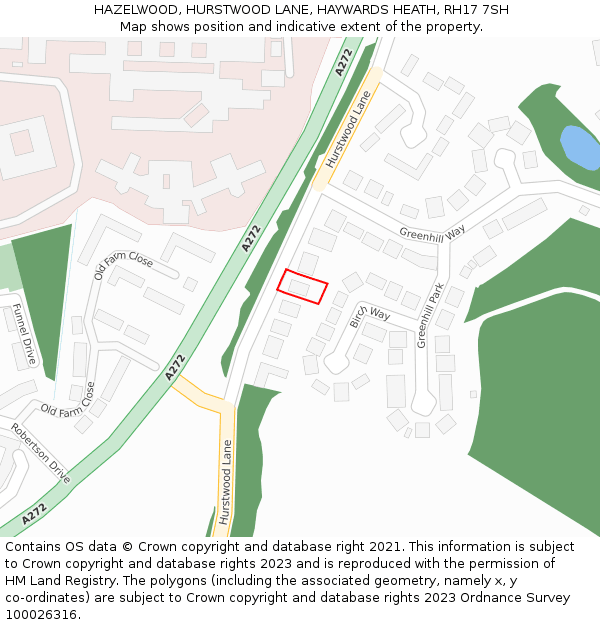 HAZELWOOD, HURSTWOOD LANE, HAYWARDS HEATH, RH17 7SH: Location map and indicative extent of plot