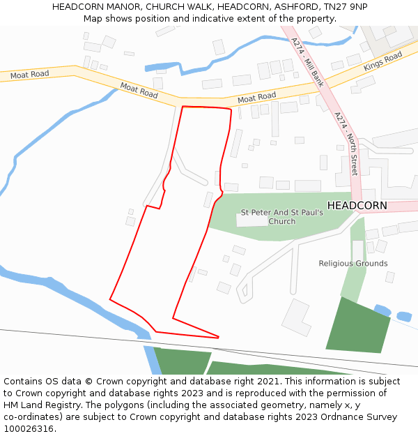HEADCORN MANOR, CHURCH WALK, HEADCORN, ASHFORD, TN27 9NP: Location map and indicative extent of plot