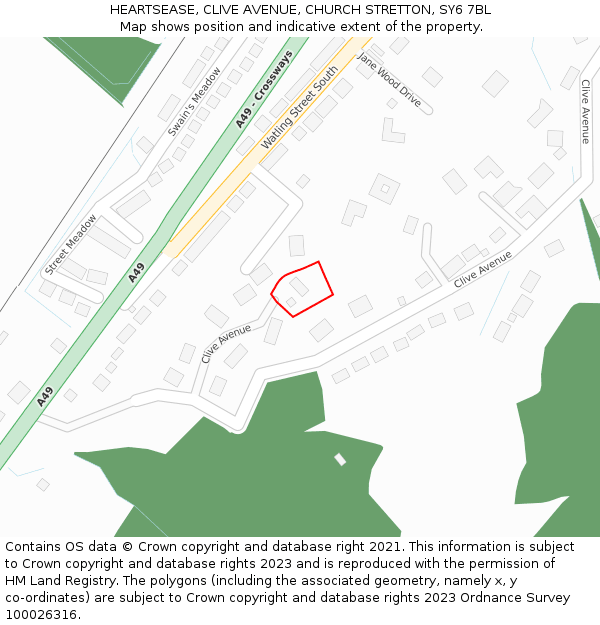 HEARTSEASE, CLIVE AVENUE, CHURCH STRETTON, SY6 7BL: Location map and indicative extent of plot