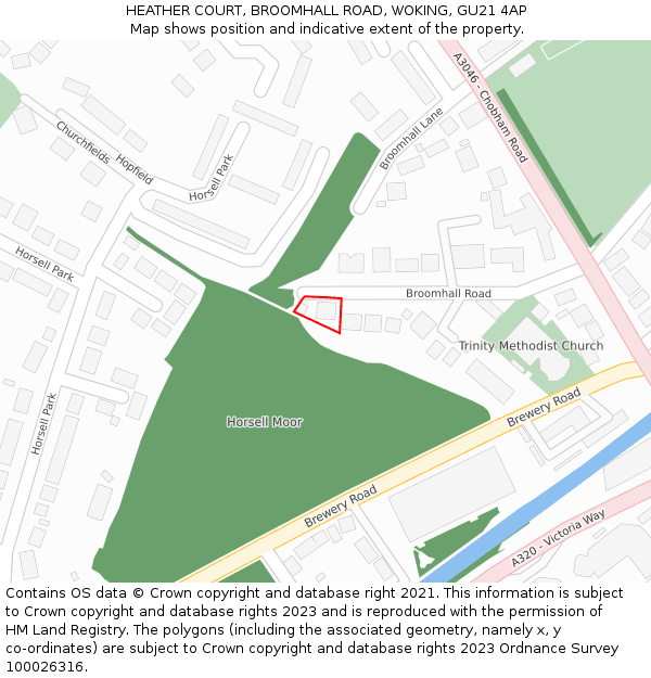 HEATHER COURT, BROOMHALL ROAD, WOKING, GU21 4AP: Location map and indicative extent of plot