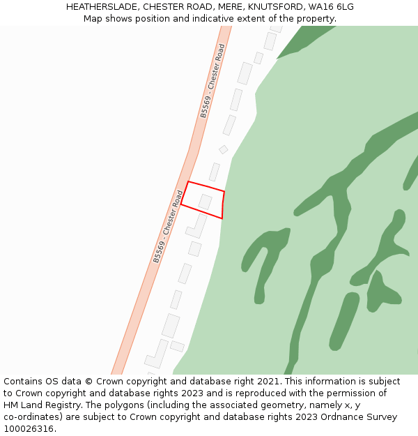 HEATHERSLADE, CHESTER ROAD, MERE, KNUTSFORD, WA16 6LG: Location map and indicative extent of plot