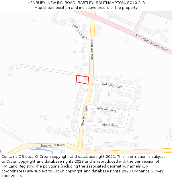HENBURY, NEW INN ROAD, BARTLEY, SOUTHAMPTON, SO40 2LR: Location map and indicative extent of plot