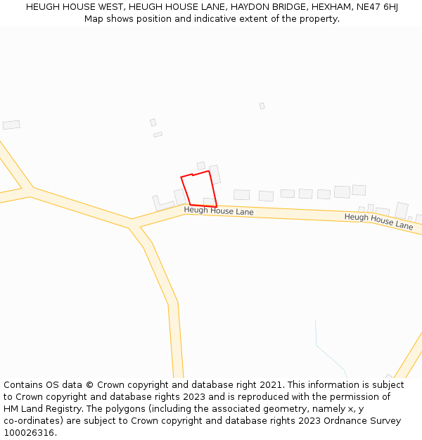 HEUGH HOUSE WEST, HEUGH HOUSE LANE, HAYDON BRIDGE, HEXHAM, NE47 6HJ: Location map and indicative extent of plot