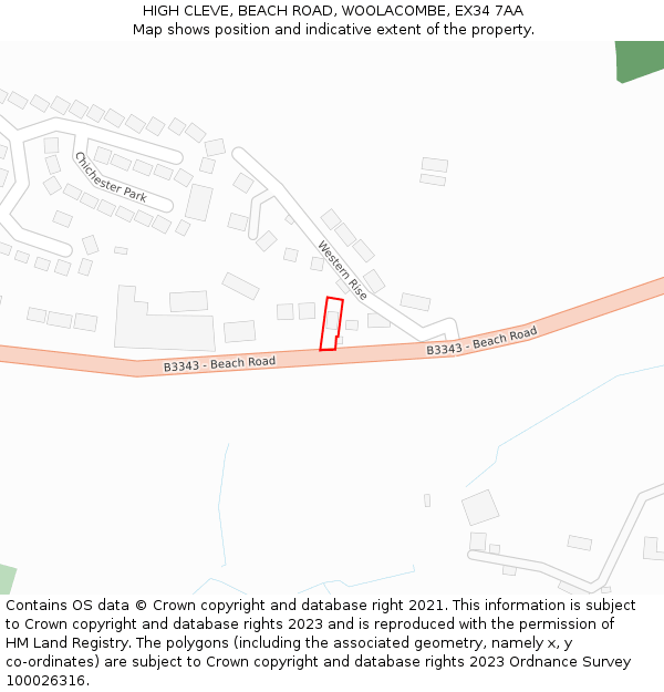 HIGH CLEVE, BEACH ROAD, WOOLACOMBE, EX34 7AA: Location map and indicative extent of plot