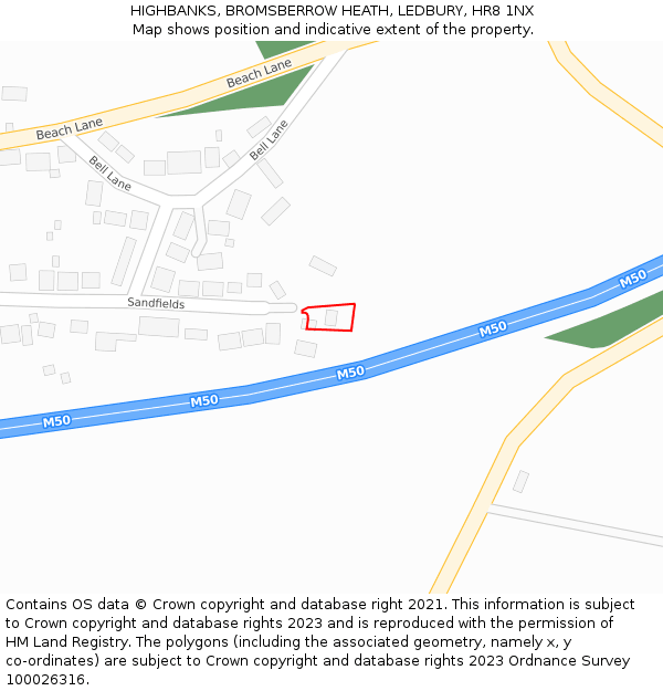 HIGHBANKS, BROMSBERROW HEATH, LEDBURY, HR8 1NX: Location map and indicative extent of plot