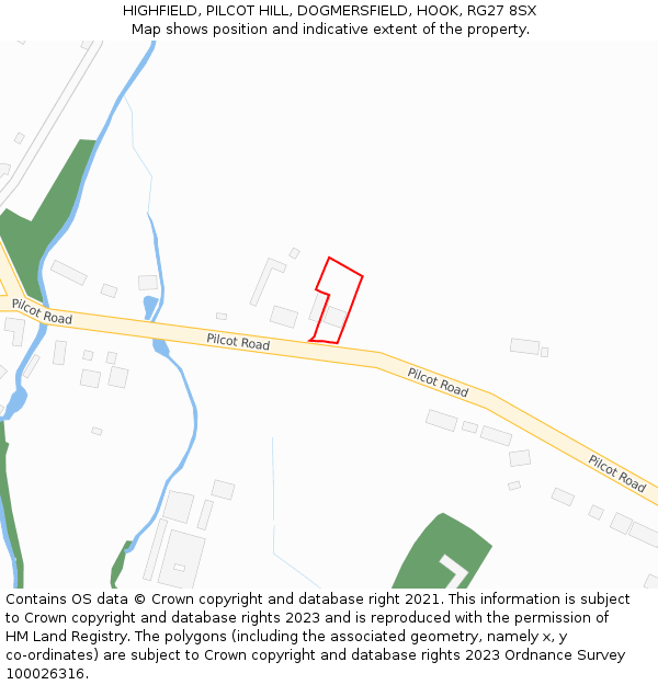 HIGHFIELD, PILCOT HILL, DOGMERSFIELD, HOOK, RG27 8SX: Location map and indicative extent of plot