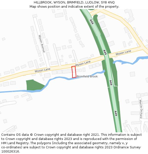 HILLBROOK, WYSON, BRIMFIELD, LUDLOW, SY8 4NQ: Location map and indicative extent of plot