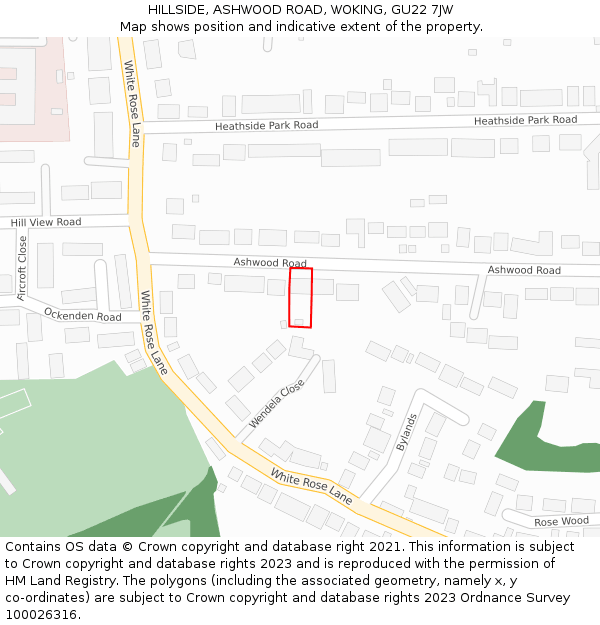 HILLSIDE, ASHWOOD ROAD, WOKING, GU22 7JW: Location map and indicative extent of plot