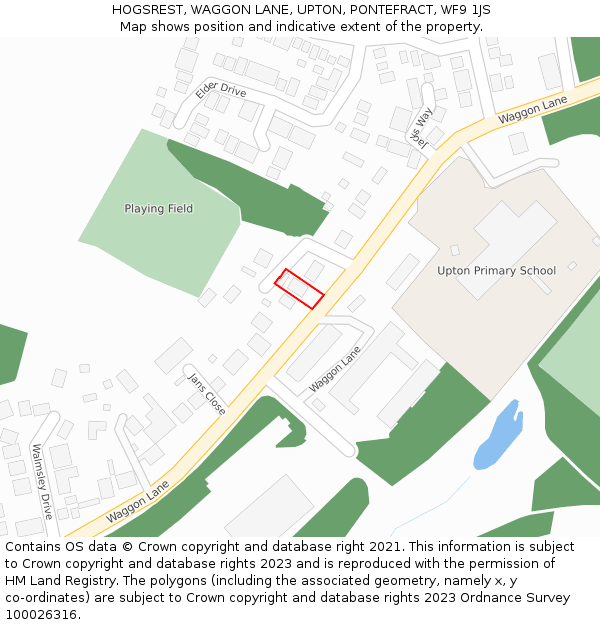 HOGSREST, WAGGON LANE, UPTON, PONTEFRACT, WF9 1JS: Location map and indicative extent of plot