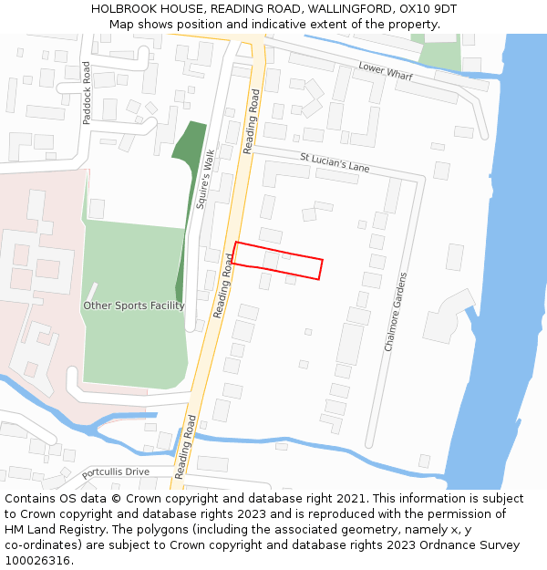 HOLBROOK HOUSE, READING ROAD, WALLINGFORD, OX10 9DT: Location map and indicative extent of plot