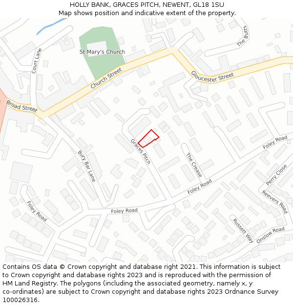 HOLLY BANK, GRACES PITCH, NEWENT, GL18 1SU: Location map and indicative extent of plot