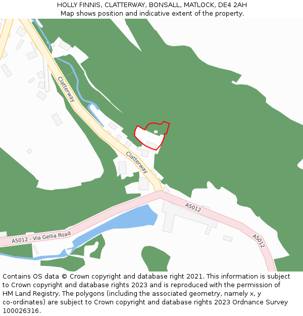 HOLLY FINNIS, CLATTERWAY, BONSALL, MATLOCK, DE4 2AH: Location map and indicative extent of plot