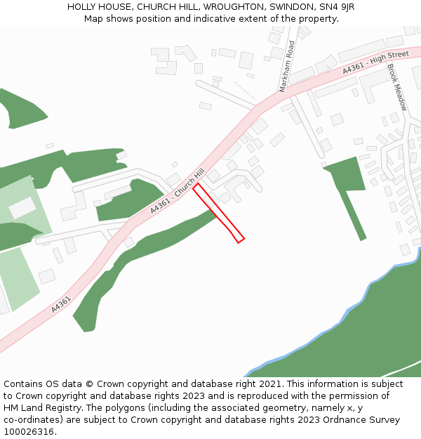 HOLLY HOUSE, CHURCH HILL, WROUGHTON, SWINDON, SN4 9JR: Location map and indicative extent of plot