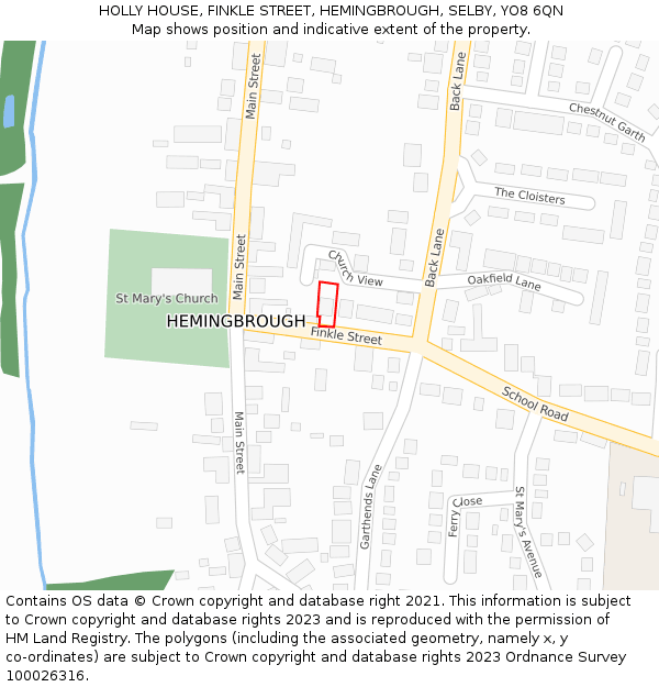 HOLLY HOUSE, FINKLE STREET, HEMINGBROUGH, SELBY, YO8 6QN: Location map and indicative extent of plot