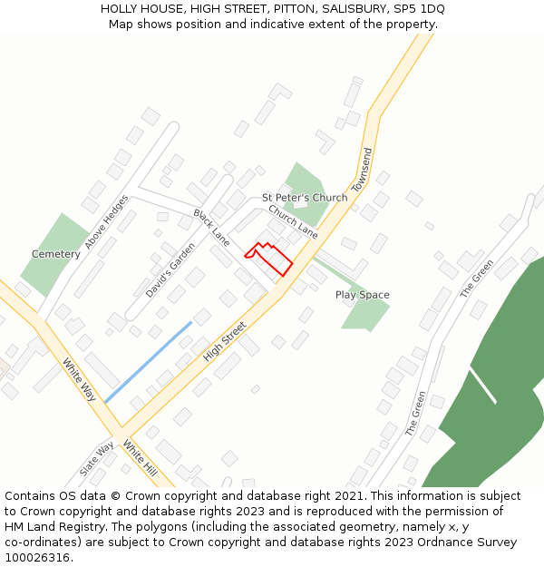 HOLLY HOUSE, HIGH STREET, PITTON, SALISBURY, SP5 1DQ: Location map and indicative extent of plot