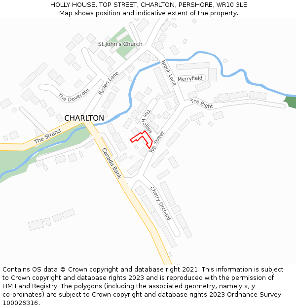 HOLLY HOUSE, TOP STREET, CHARLTON, PERSHORE, WR10 3LE: Location map and indicative extent of plot