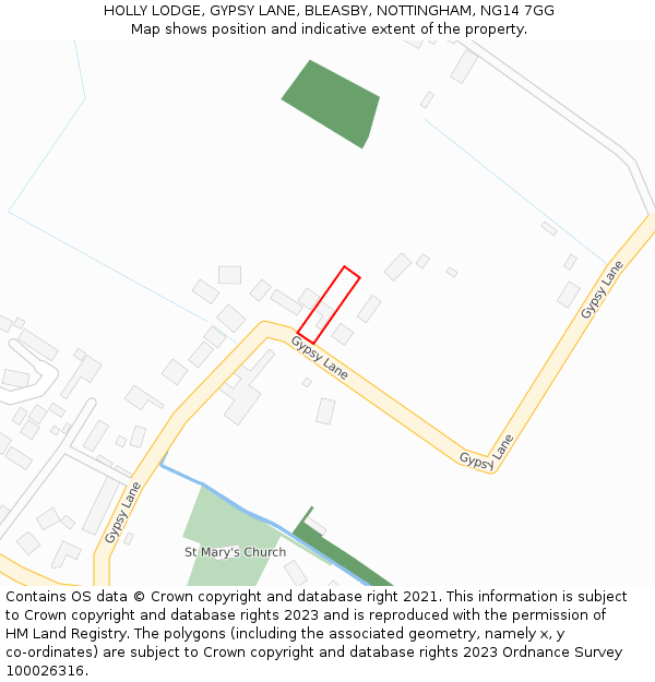 HOLLY LODGE, GYPSY LANE, BLEASBY, NOTTINGHAM, NG14 7GG: Location map and indicative extent of plot